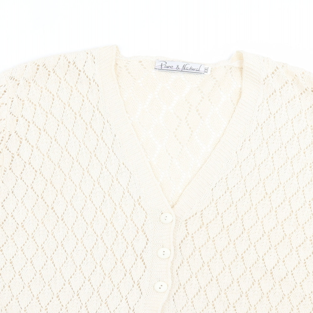 Womens UK Size 2XL Pure & Natural Ivory Cardigan Jumper