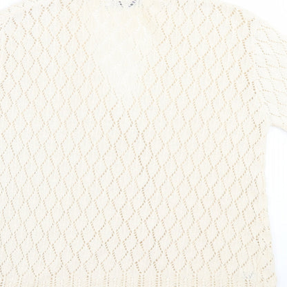 Womens UK Size 2XL Pure & Natural Ivory Cardigan Jumper