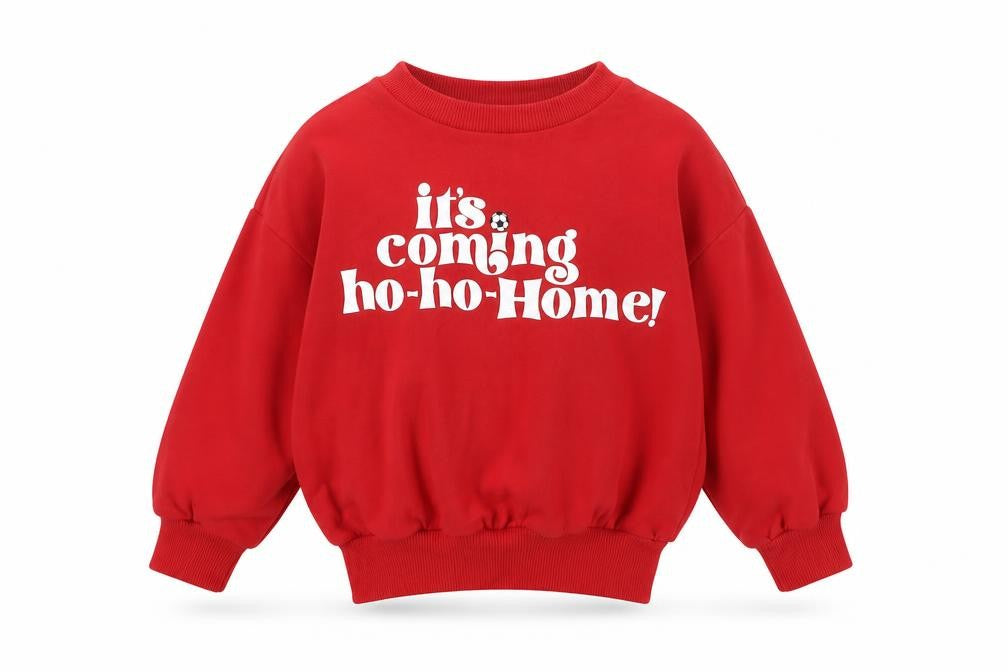NEXT Boys Red Cotton Pullover Sweatshirt Size 5 Years Pullover - It's Coming Ho-Ho Home