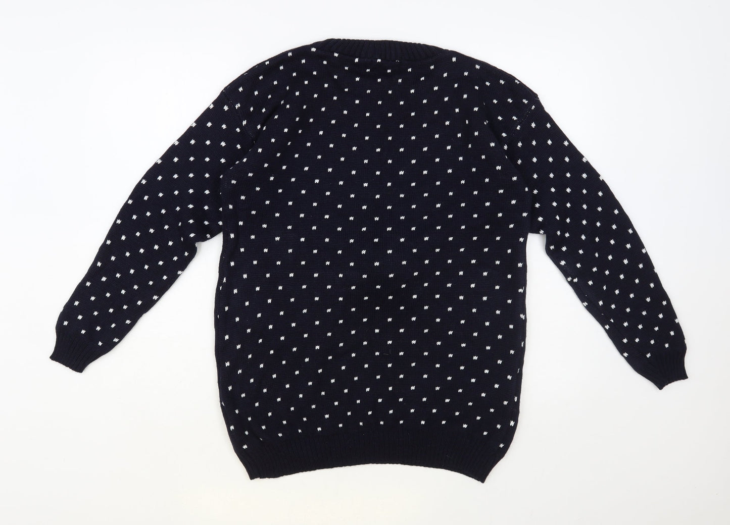 Malaika Mens Blue Crew Neck Acrylic Pullover Jumper Size M - Christmas Reindeer