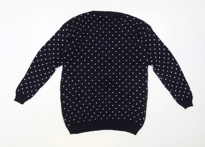 Malaika Mens Blue Crew Neck Acrylic Pullover Jumper Size M - Christmas Reindeer