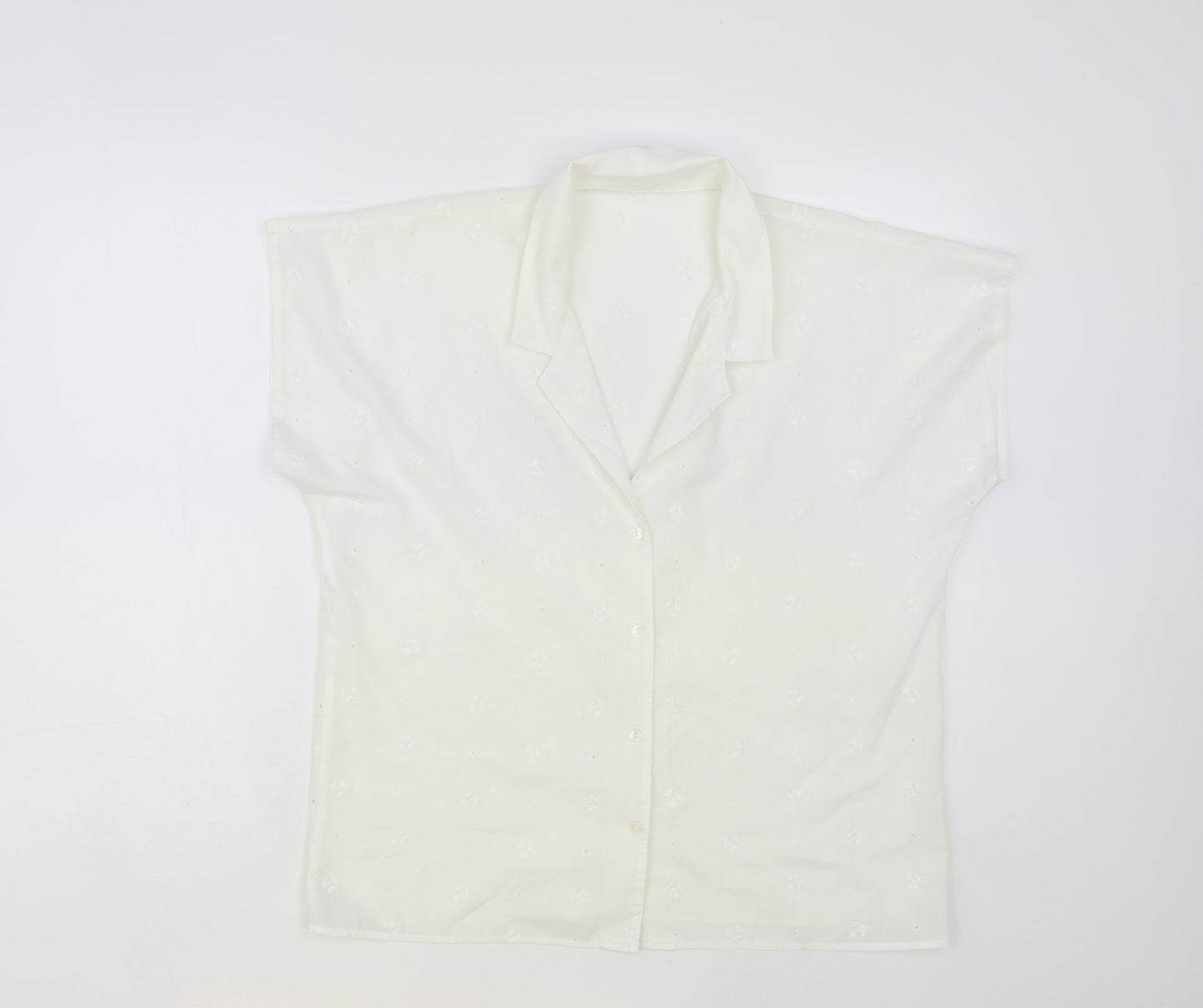 Womens UK Size 16 Preworn White Basic Button-Up