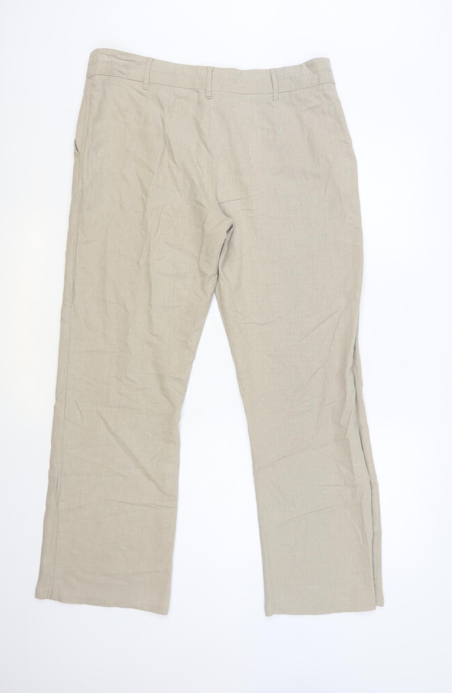 Preworn Womens Beige Viscose Trousers Size 16 L30 in Regular Button