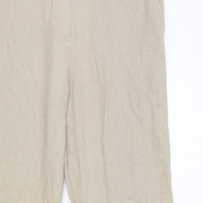 Preworn Womens Beige Viscose Trousers Size 16 L30 in Regular Button