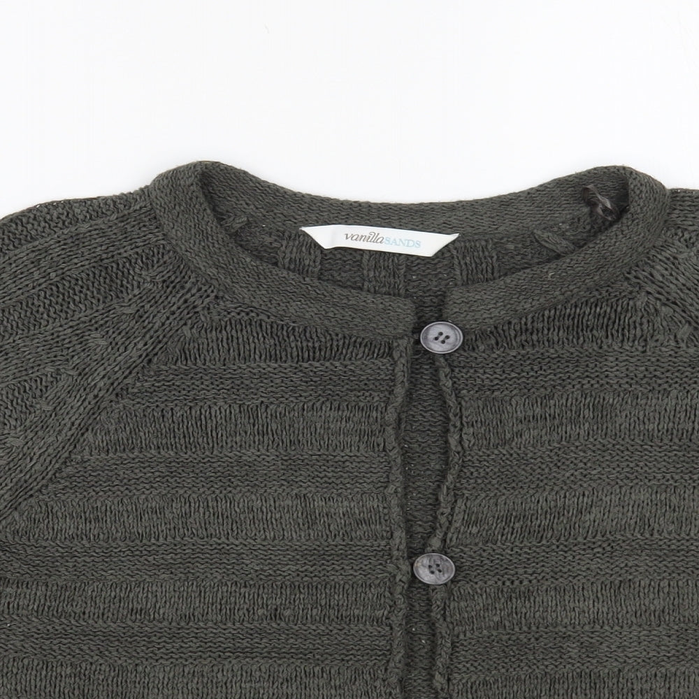 Vanilla Sands Womens Green Round Neck Acrylic Cardigan Jumper Size 14
