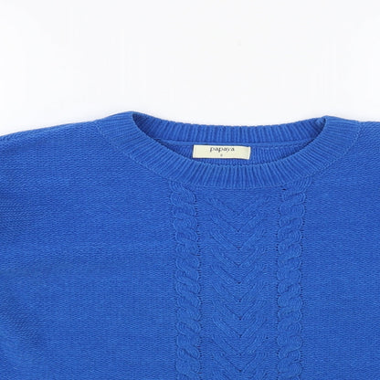 Womens UK Size S Papaya Blue Pullover Jumper