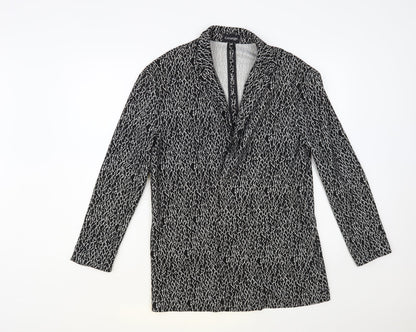 George Womens Black Animal Print Jacket Blazer Size 10