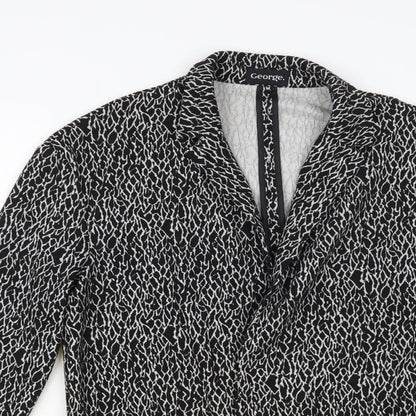 George Womens Black Animal Print Jacket Blazer Size 10