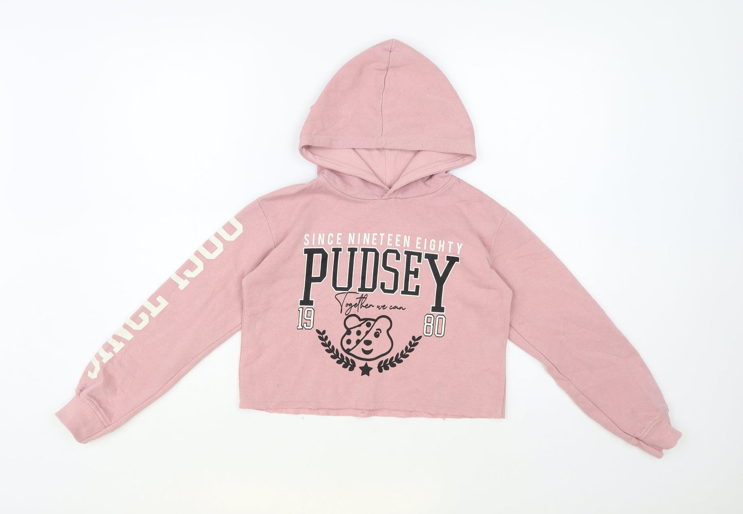 George Girls Pink Cotton Pullover Hoodie Size 9-10 Years Pullover - Pudsey