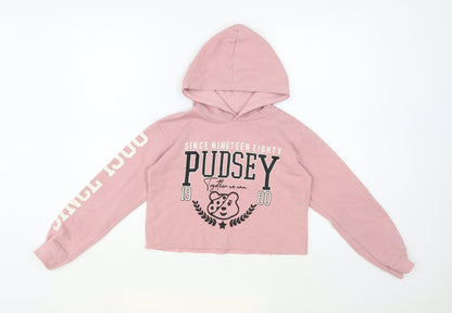 George Girls Pink Cotton Pullover Hoodie Size 9-10 Years Pullover - Pudsey