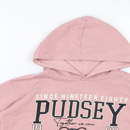 George Girls Pink Cotton Pullover Hoodie Size 9-10 Years Pullover - Pudsey