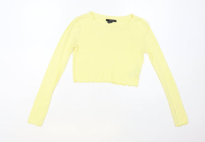 FOREVER 21 Womens Yellow Viscose Basic T-Shirt Size M Crew Neck