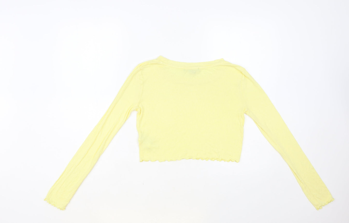 FOREVER 21 Womens Yellow Viscose Basic T-Shirt Size M Crew Neck