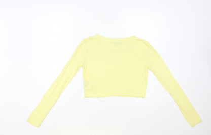 FOREVER 21 Womens Yellow Viscose Basic T-Shirt Size M Crew Neck