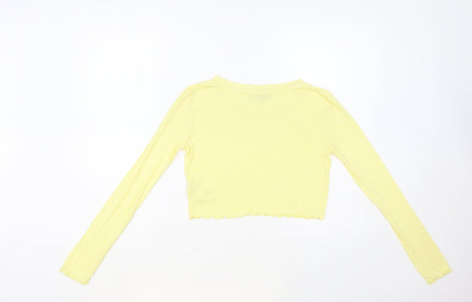 FOREVER 21 Womens Yellow Viscose Basic T-Shirt Size M Crew Neck