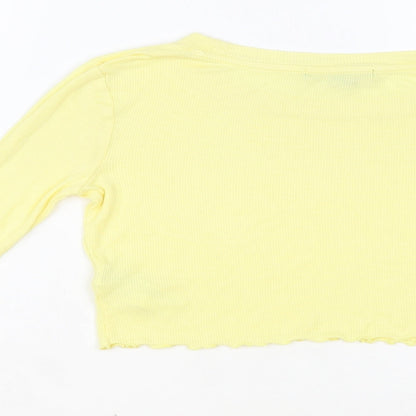 FOREVER 21 Womens Yellow Viscose Basic T-Shirt Size M Crew Neck
