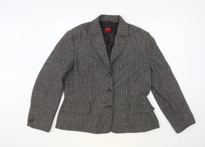Olsen Womens Grey Striped Jacket Blazer Size 16 Button
