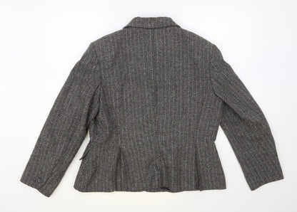 Olsen Womens Grey Striped Jacket Blazer Size 16 Button