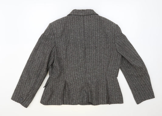 Olsen Womens Grey Striped Jacket Blazer Size 16 Button