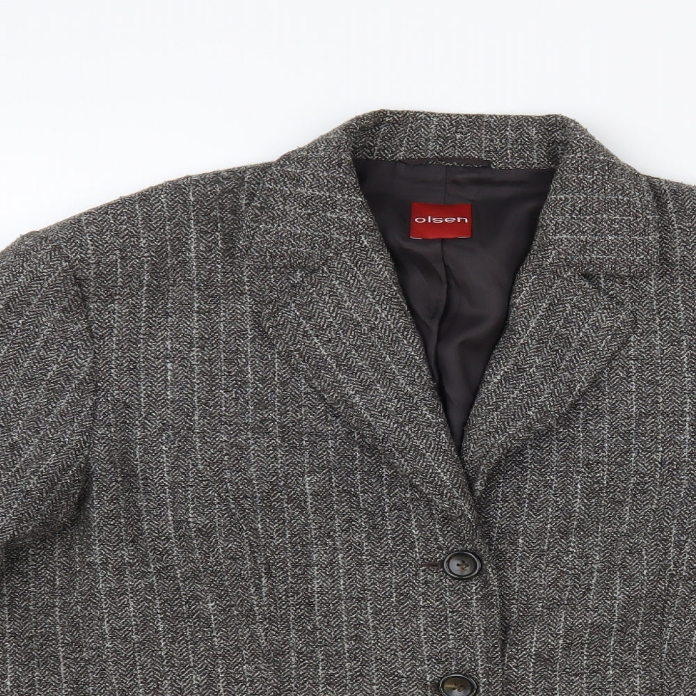 Olsen Womens Grey Striped Jacket Blazer Size 16 Button