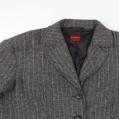 Olsen Womens Grey Striped Jacket Blazer Size 16 Button