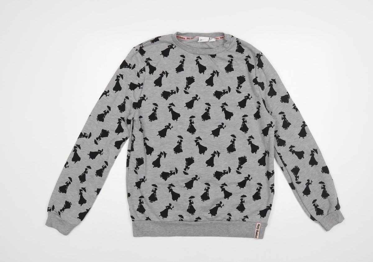 Primark Womens Grey Geometric Polyester Pullover Sweatshirt Size 8 Pullover - Mary Poppins