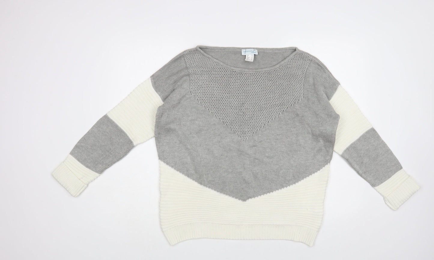 Creationz Womens Grey Boat Neck Cotton Cardigan Jumper Size 16