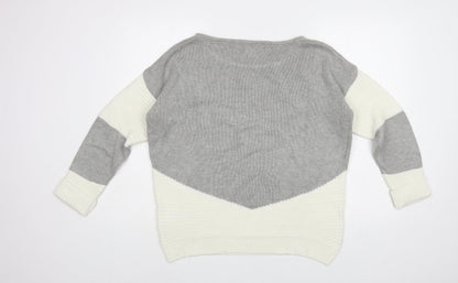 Creationz Womens Grey Boat Neck Cotton Cardigan Jumper Size 16