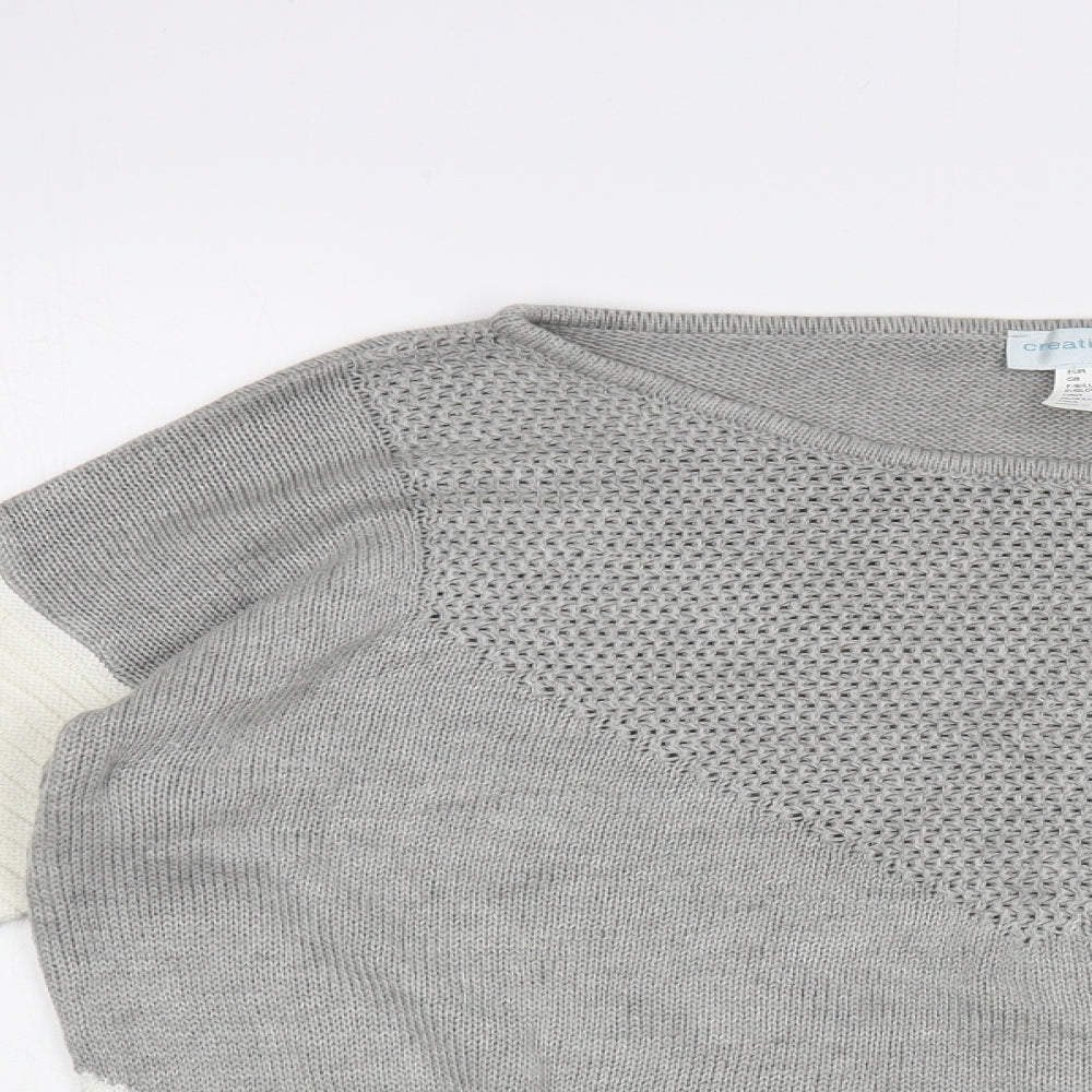 Creationz Womens Grey Boat Neck Cotton Cardigan Jumper Size 16