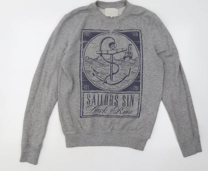 Mens UK Size S River Island Grey Pullover Sweatshirt