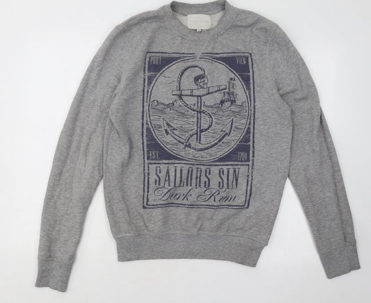 Mens UK Size S River Island Grey Pullover Sweatshirt