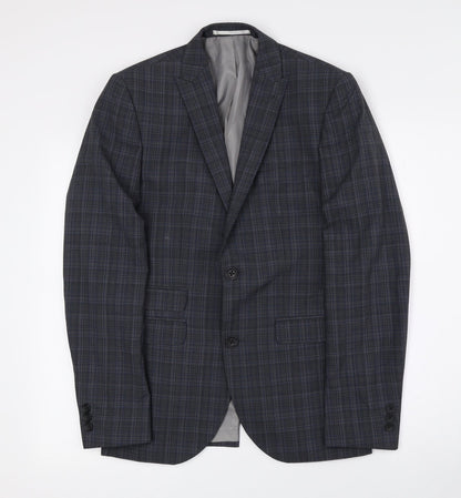 NEXT Mens Grey Check Polyester Jacket Suit Jacket Size 36