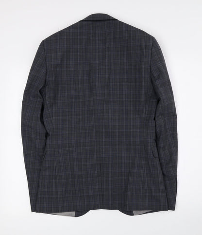 NEXT Mens Grey Check Polyester Jacket Suit Jacket Size 36