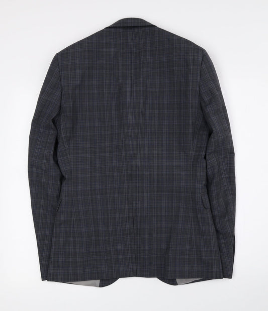 NEXT Mens Grey Check Polyester Jacket Suit Jacket Size 36