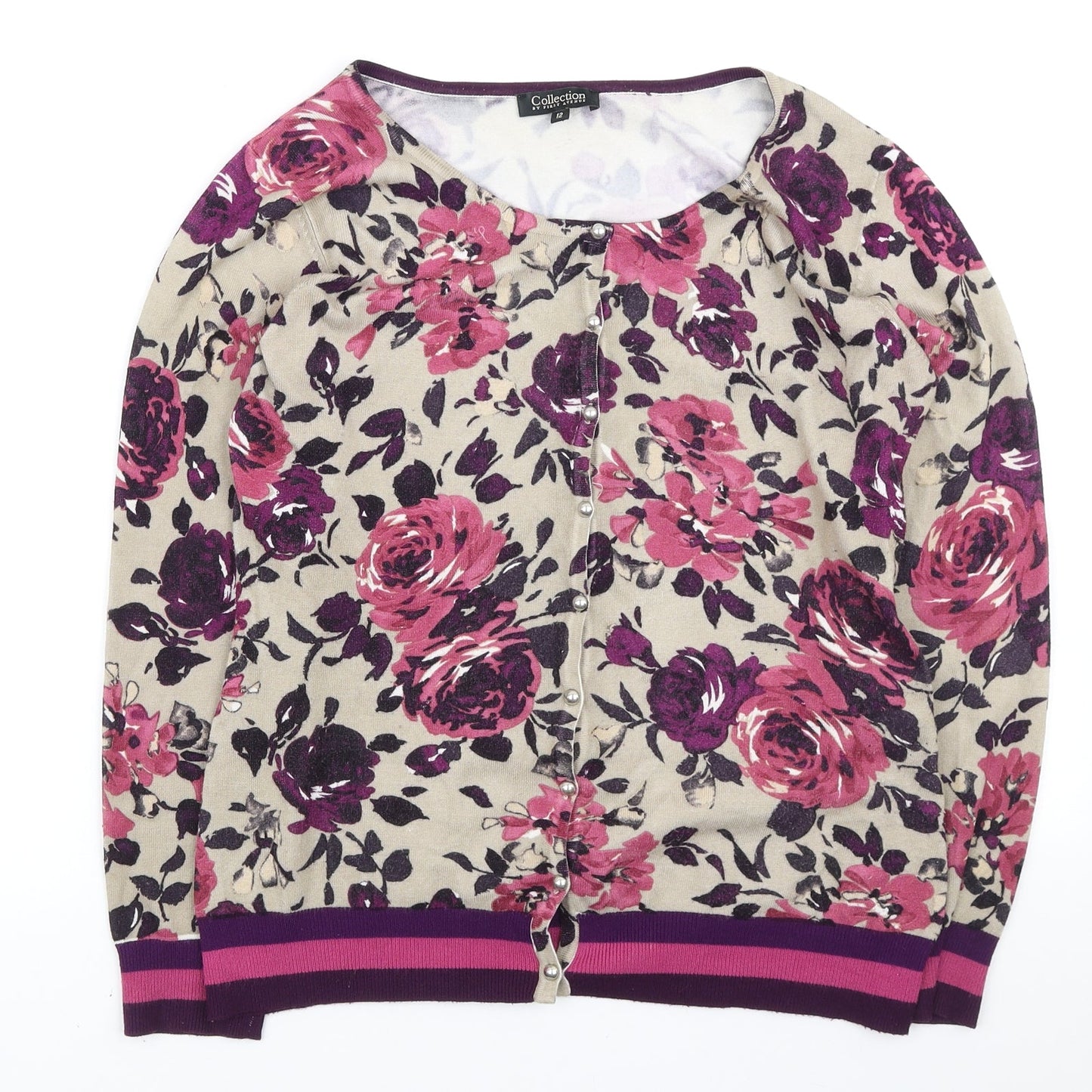 Womens UK Size 12 First Avenue Multicoloured Cardigan Jumper