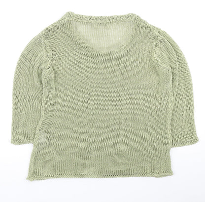 Marks and Spencer Womens Green Round Neck Acrylic Pullover Jumper Size L