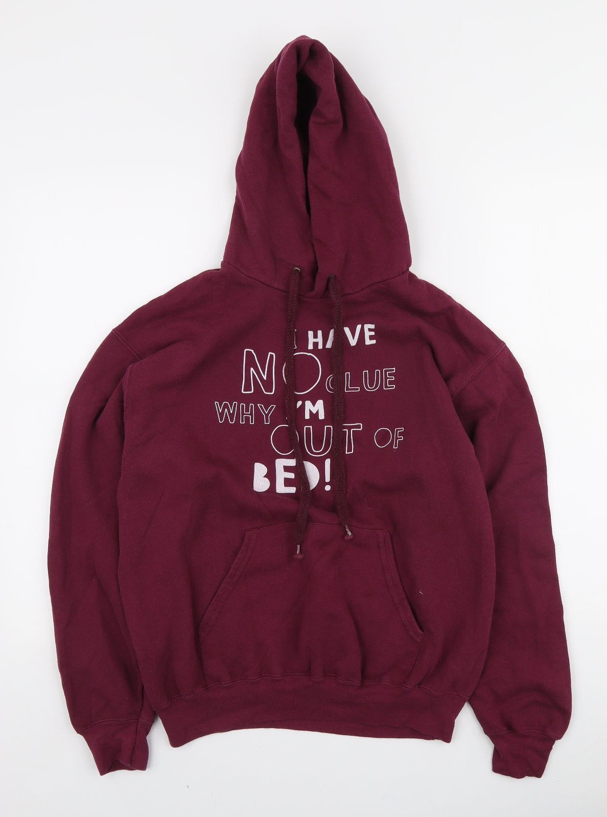 Fruit of the Loom Womens Purple Cotton Pullover Hoodie Size M - I Have no idea why I'm out of bed