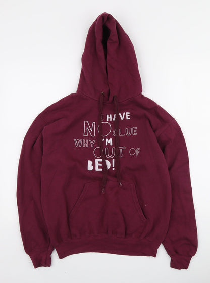 Fruit of the Loom Womens Purple Cotton Pullover Hoodie Size M - I Have no idea why I'm out of bed