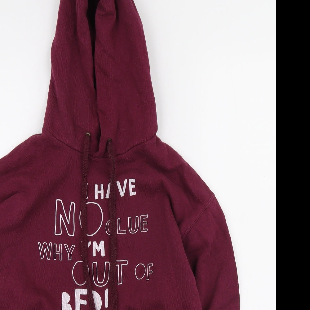 Fruit of the Loom Womens Purple Cotton Pullover Hoodie Size M - I Have no idea why I'm out of bed