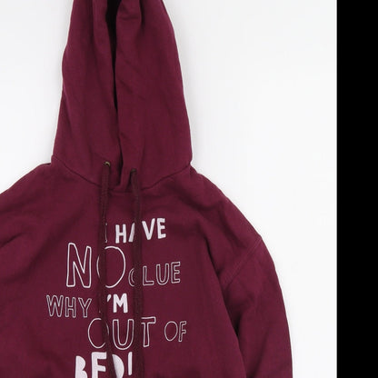 Fruit of the Loom Womens Purple Cotton Pullover Hoodie Size M - I Have no idea why I'm out of bed