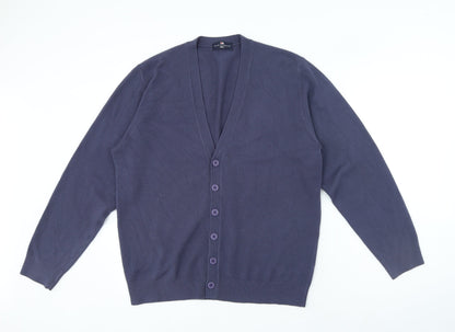 Blue Harbour Womens Blue V-Neck Acrylic Cardigan Jumper Size L