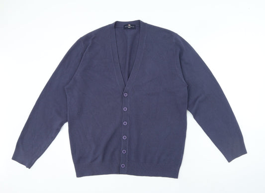 Blue Harbour Womens Blue V-Neck Acrylic Cardigan Jumper Size L