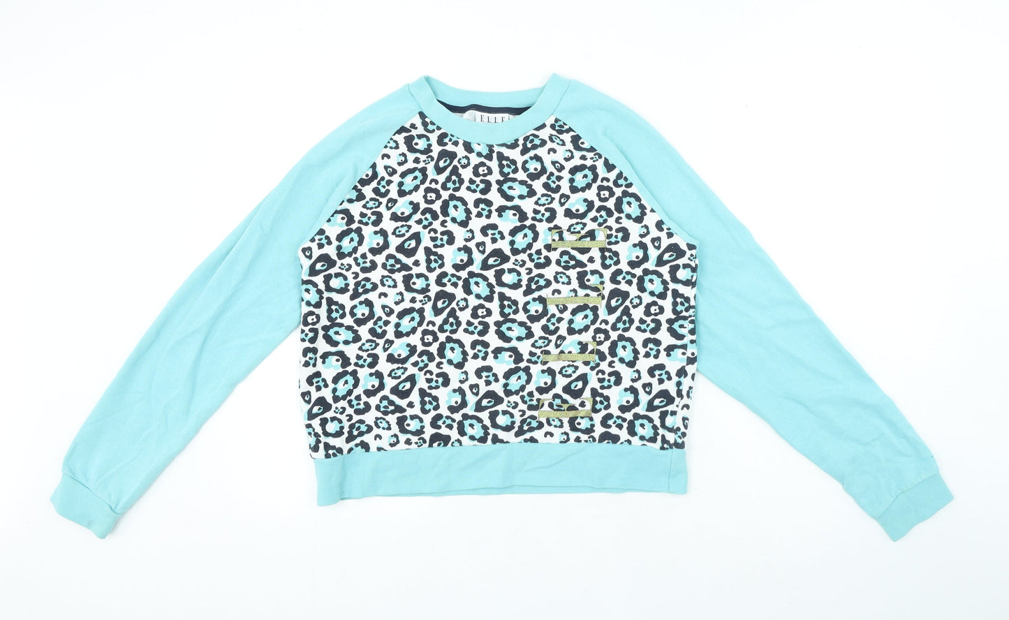 ELLE Girls Blue Animal Print Polyester Pullover Sweatshirt Size 14-15 Years