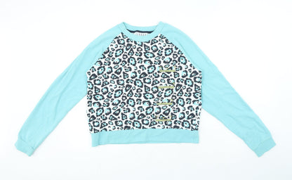 ELLE Girls Blue Animal Print Polyester Pullover Sweatshirt Size 14-15 Years