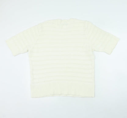 Womens UK Size 22 Marks and Spencer White Pullover Jumper