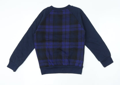 Ebound Boys Purple Plaid Cotton Pullover Sweatshirt Size 10 Years