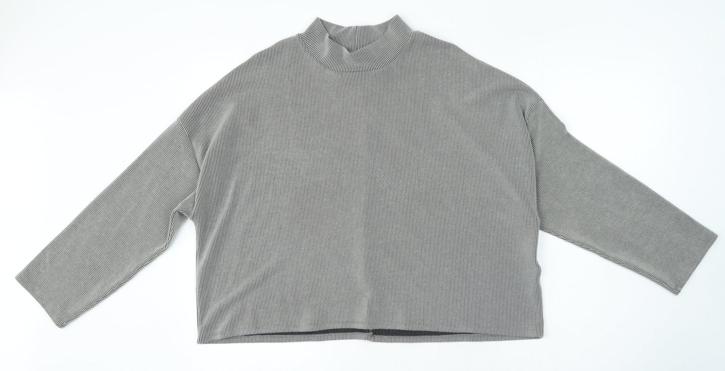 George Womens Grey Polyester Jersey T-Shirt Size 12 Mock Neck - Ribbed
