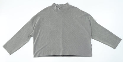 George Womens Grey Polyester Jersey T-Shirt Size 12 Mock Neck - Ribbed