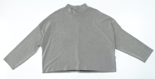 George Womens Grey Polyester Jersey T-Shirt Size 12 Mock Neck - Ribbed