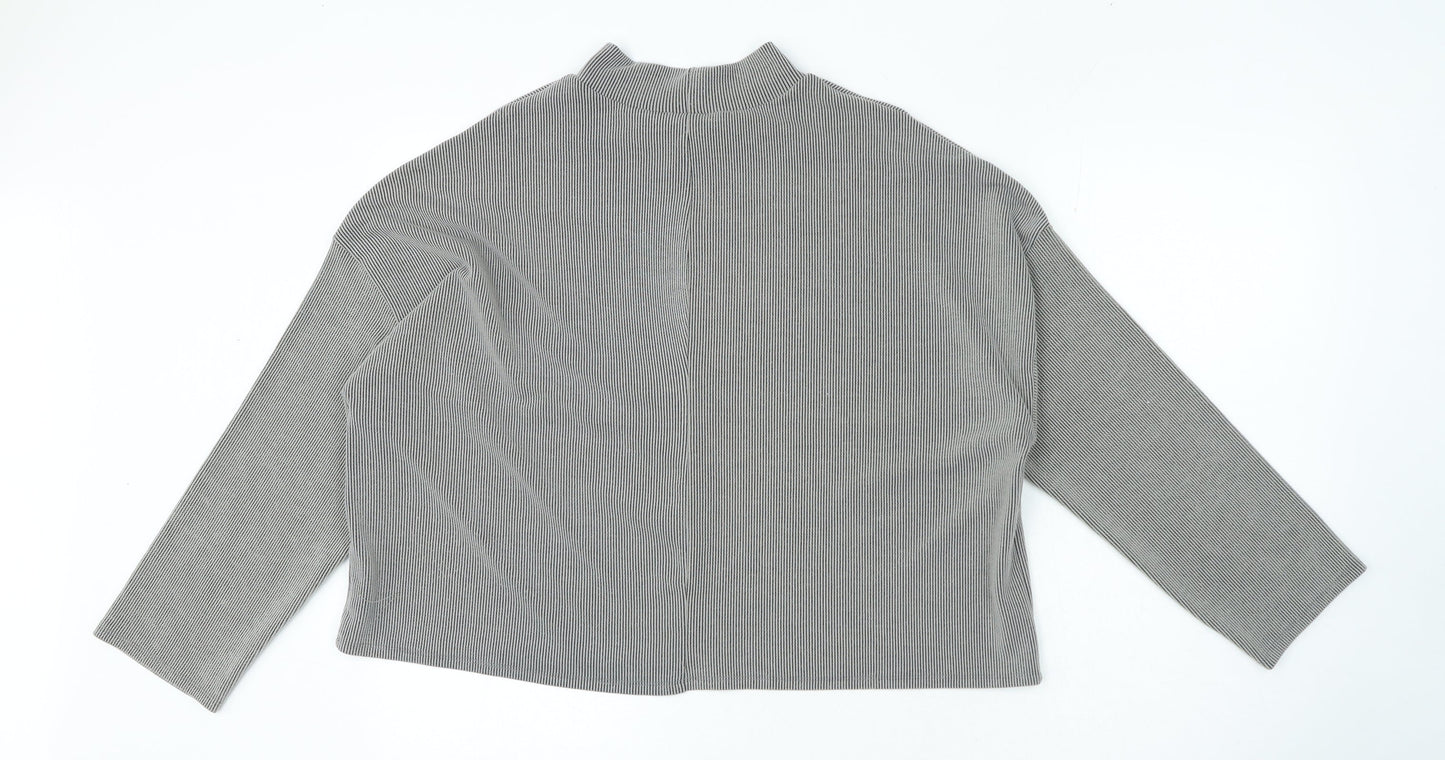 George Womens Grey Polyester Jersey T-Shirt Size 12 Mock Neck - Ribbed